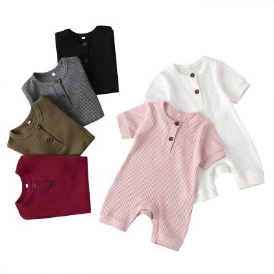 China Spandex/Cotton Newborn Baby Infant Clothes Baby Boy Girl Cotton Solid Knitted Ribbed Baby Romper Jumpsuit Overalls for sale