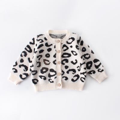 China Autumn Winter Infant Toddler Knit Breathable Cotton Sweater Baby Boy Girl Top Button Down Leopard Cardigan for sale