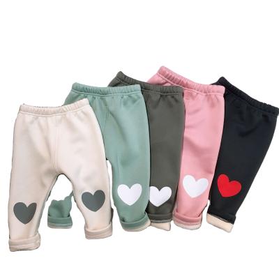 China Kids Breathable Baby Kids Winter Warm Heart Design Plus Velvet Thickening Thermal Gaiters Pants for sale