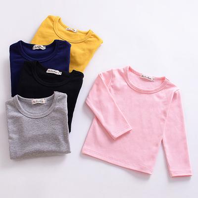 China Breathable Summer Kids Long Sleeve T Shirts Plain Girls Cotton Top Kids for sale