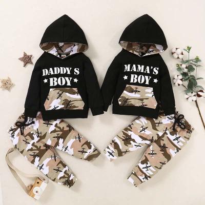 China Breathable Spring Infant Clothes Long Sleeve Hoodie Tops Camouflage Pants Outfits Baby Boy Clothing Sweatshirt Suit for sale