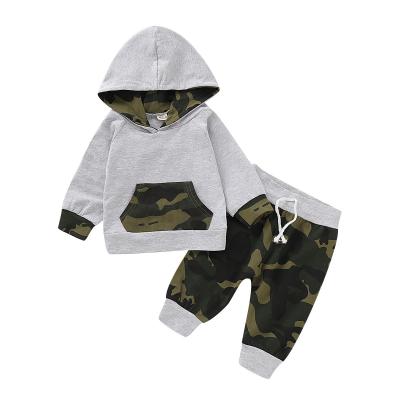 China Breathable Infant Direct Toddler Boy Pocket Drawstring Pants Cotton Set Spring Hooded Baby Boy Upper Outfits for sale