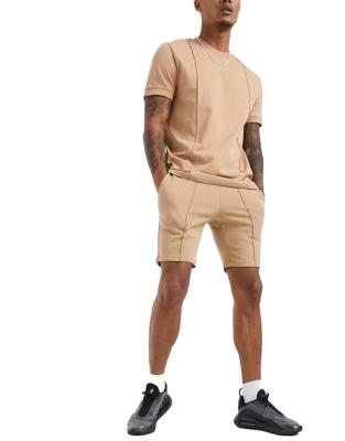 China Latest Simple Anti-Wrinkle Tracksuits Men Fashion T Shirt Sweat Shorts Two Piece Set for sale