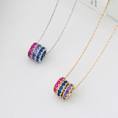 China CLASSIC female jewelry three in one geometric clavicle chain ring S925 Sterling Silver three ring necklace for sale