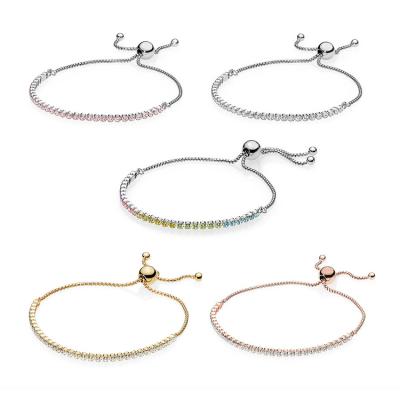 China FASHIONABLE 925 Sterling Silver Tennis Bangle Gold Bangle Charms Shiny Tanks Glitter Embedded Charms Rose Gold Jewelry for sale