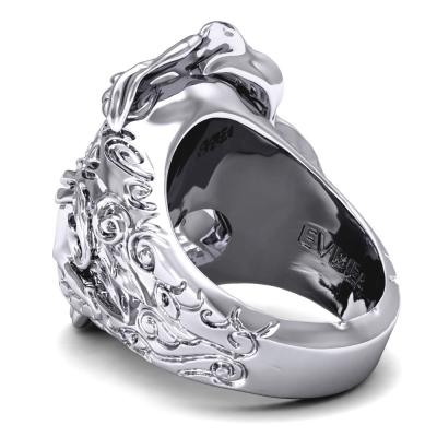 China Factory Fashion Trendy CLASSIC Hip Hop Steel Skull Titanium Steel Ring Women's DIY Charm Tungsten Punk Jewelry for sale