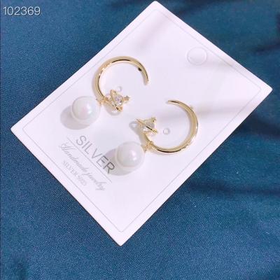 China 925 Sterling Silver Romantic CLASSIC Fashion Moon Planet Pearl Trendy Earrings Wholesale Women's Jewelry for sale