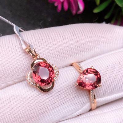 China Brass ZIRCON Ring Jewelry Sets Diamond Wedding18K 14 Rose Gold Plated Resizable Women Chain Religious Luxurious Oval 2 Carats Wholesale for sale