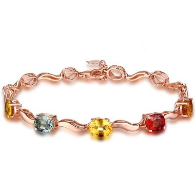 China ZIRCON of 18K gold fashion 925 Sterling Silvergifts wholesale color romantic candy tourmaline charm bracelet women jewelry red gift for sale