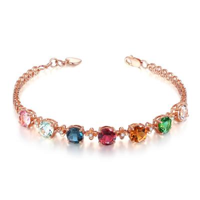 China ZIRCON of 18K gold fashion stainless steel gift gifts wholesale romantic color candy tourmaline charm bracelet women jewelry red for sale