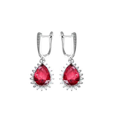 China Fashion Romantic Drop Earring 18K RUBY Silver Plated Romantic Women's Water Dangle Drop Earring Jewelry for sale