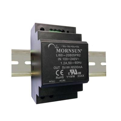 China industrielle DC-Lärm-Schienen-Stromversorgung schwarzes IEC62368 TS35X15 Wechselstrom-60W besteigbar zu verkaufen