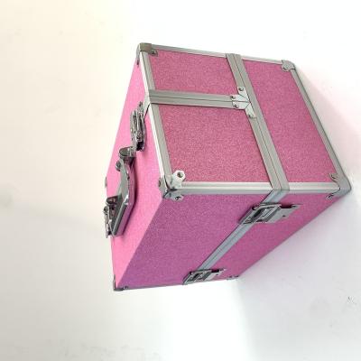 China Aluminum Pink Hard Cosmetic Vanity Box Portable Travel /Professional Makeup Case /Professional Makeup Case for sale