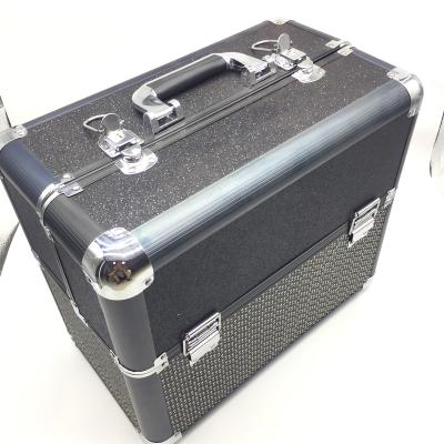 China Customized Eco-friendly Aluminum Tool Case Waist Trolley Cosmetic Case With Black Printing Makeup Case Bag for sale