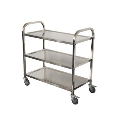 China Square Tube Plant 3-Tiers Catering Cart Food Catering Cart Hotel Serving Stainless Steel Trolley for sale