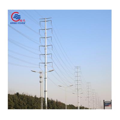 China 33KV 132KV Steel Hot Dip Galvanized Steel Power Pole Transmission Pole for sale