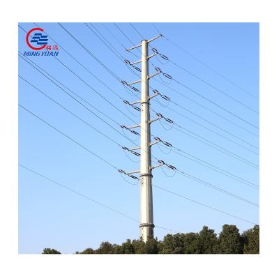 China 132KV Steel Electric Transmission Line Pole Low Voltage Power Pole Galvanized Steel Pole for sale