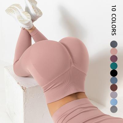 China Breathable Seamless Butt Yoga Leggings Women Girls Tummy Control Pants High Rise Breathable Fitness Crac! crack! for workout training for sale