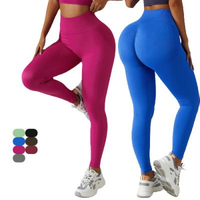 China Breathable pink women girls fashion high fashion exercise leggings crac! crack! sexy yoga seamless pattern for sale