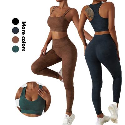 China Breathable Soft Material Outdoor Running Workout Clothing Women Gym Set Yoga Sets 2022 For Women 2 Pieces for sale