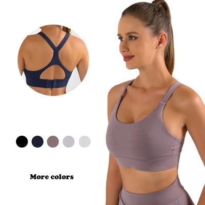 China Custom Made Breathable Halter Halter Top High Impact Cross Over Logo Sports Bra Top Sports Bra For Women for sale