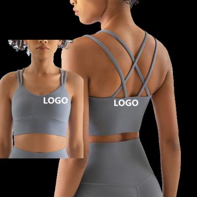 China Newest Breathable Custom Sports Bra Breathable Sports Bra Shockproof Sports Running Yoga Top Women Fitness Gym Workout Padded Bras for sale