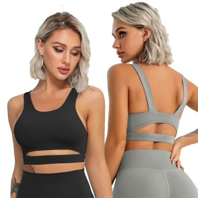 China Breathable Gathered Breathable Elastic Strong Recycle High Impact Fitness Wear Sports Workout Crop Top Women Sexy Yoga Bra for sale