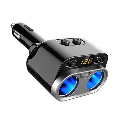 China Two Lighter Adapter 150W High Power Car Cigarette Lighter Adapter Dual USB QC3.0 Car USB Ports Source Manufacturer Charge+2.4A PD18W for sale