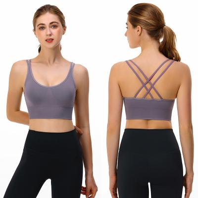 China Breathable Woman Stretching Yoga Tops Women's Quick-Drying Sports Vest Backless Strap Sports Bra For Gym for sale