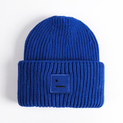 China Factory Direct Selling COMMON Blue Sports Beanie Hat Custom Logo Winter Beanie Hats Knitted Unisex for sale