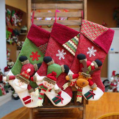 China New Red Christamas Decoration Design Santa Decoration Socks Luxury Thicken Child Knit Christmas Stocking for sale