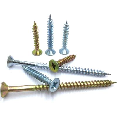 China Stainless Steel 8x1-1/2 Phillip Thread Flat White Yellow Galvanized Coarse Drywall Screw Wood Screw for sale