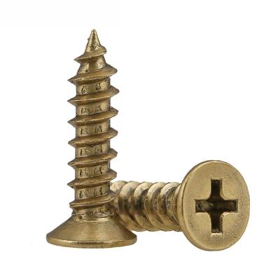 China 8mm long size flat wood screws bulk flat phillips for particle board wood screws brass finish for sale