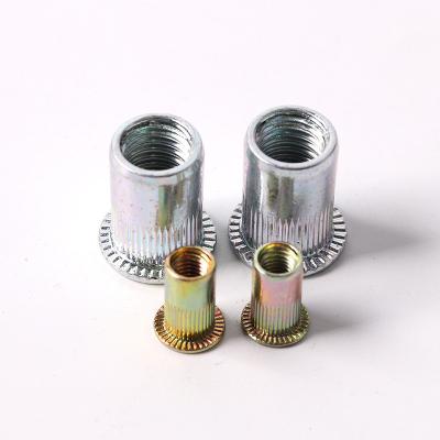 China Heavy Industry Threaded Inserts Round Thin Head Body Open End Tubes Countersunk Furniture Bolt Rivet Knurled Nut for sale