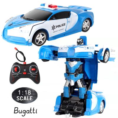 China RC Model 24CM RC Cars Transformation Police Car Robot Deformation Remote Control Sports Car for sale