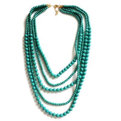 China Turquoise Stone Beads Multilayer Vintage Stone Beads Necklace Summer Fresh Stone Necklace for sale