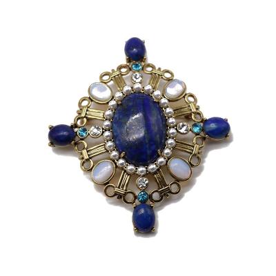 China Other Blue Oval Lazulite Lazulite Brooch Vintage Palace Brooch Pin for sale