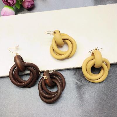 China Other Classic Wooden Circle Earrings Cross Ring Women Wooden Circle Earrings for sale