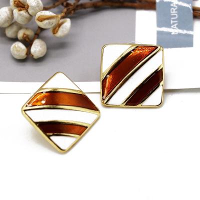 China Other vintage earclip square stripe earclip hand drop oil mixed pin earclip for sale