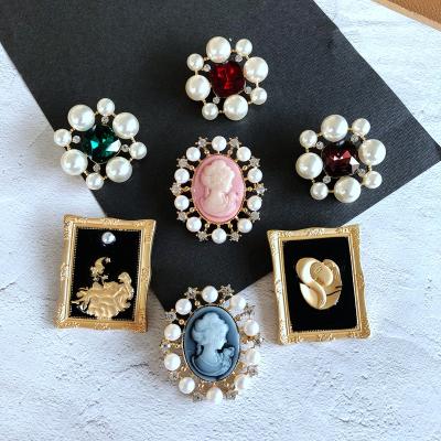 China Other Gem Bead Brooch Photo Frame Multicolor Glass Shape Other Cheongsam Needle Dress Accessories for sale