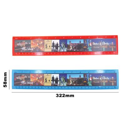 China Color Plastic Custom Picture Inch/cm 30cm Ruler Bilateral Ruler Souvenir Gifts For Kid Children School Supplies for sale