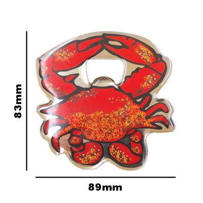 China Custom Fridge Souvenir Metal Image Crab Magnetic Bottle Opener Magnet Bottle Opener With Magnet for sale