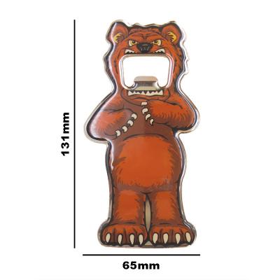 China Viable Metal Image Bear Magnetic Bottle Opener Magnet Fridge Keepsake Custom Bottle Opener With Magnet for sale