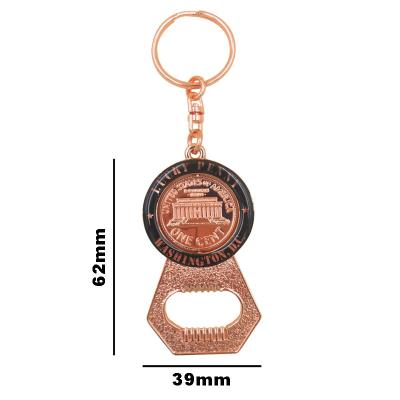 China Eco-Friendly Metal Penny Spinner Bottle Opener Souvenir Beer Opener Custom Key Chain Wine Opener With Keychain for sale