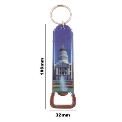 China Long Key Chained Custom Metal Bottle Opener Souvenir Photo Beer Opener Wine Opener Eco-Friendly With Keychain for sale