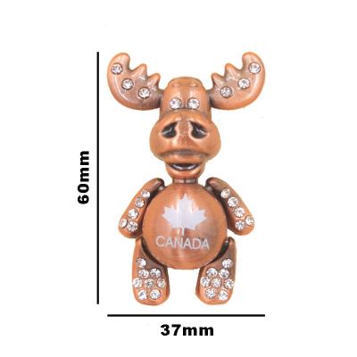 China Custom Metal Animal Moose Moose Figure Fridge Magnet Mobile Moose Gift Toy Keychain For Souvenir for sale