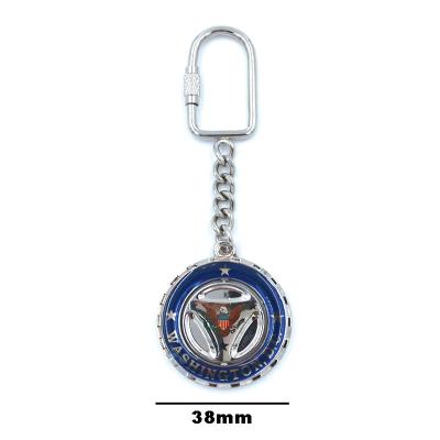 China Metal Circle Round Spinner Key Chain Custom Spinning Spin Keychains Souvenir Travel Gift for sale