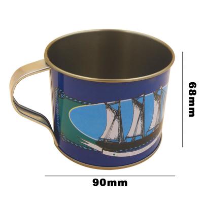 China Viable Custom Logo Tin Mug Printed Logo Coffee Mug Tooth Mug Beer Mug Small Metal Mug Keepsake For Gifts Give Away for sale