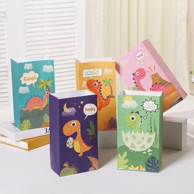 China Recyclable Dinosaur Cartoon Paper Gift Bag Candy Bags For Kids Party Decoration Gifts Bag for sale