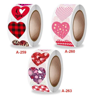 China Decorative Sticker 500 Piece Love Heart Gift Wrapping Sticker Label/Roll Labels Roll For Valentines Day Party Decoration Wrapping for sale